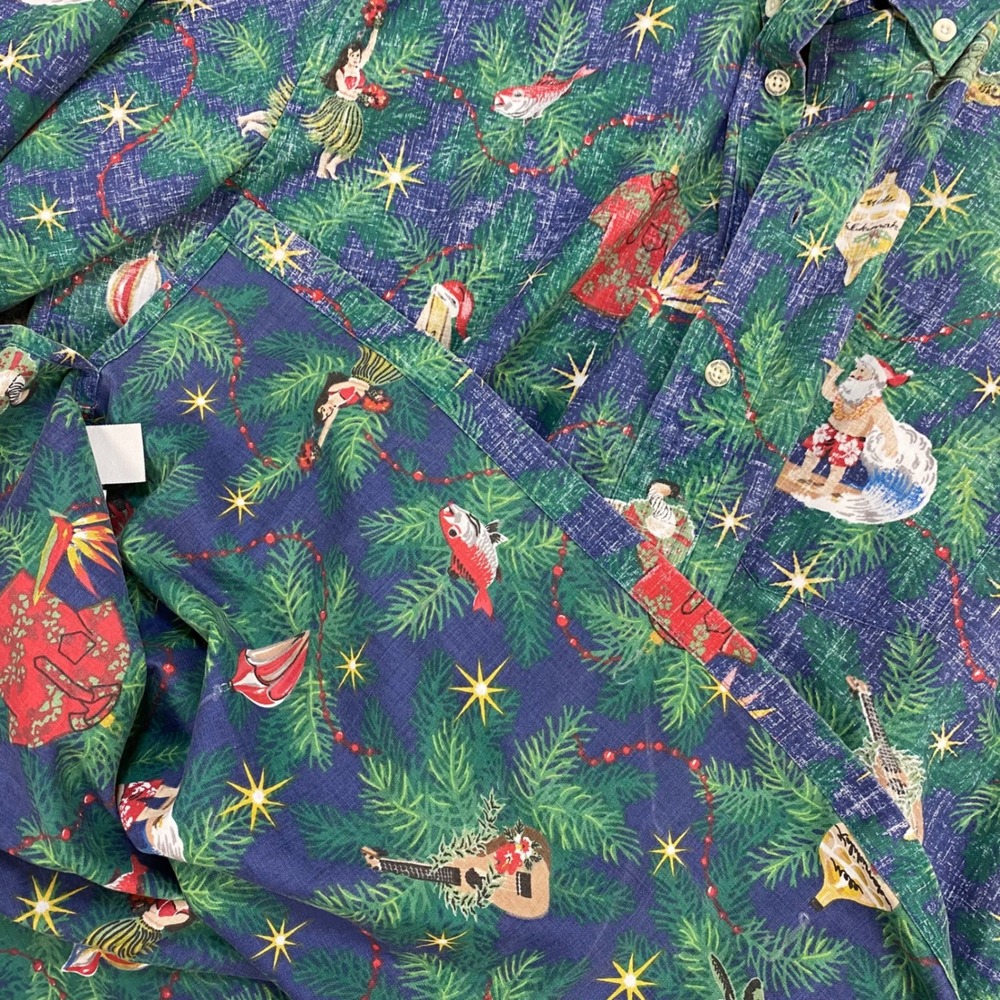 Reyn Spooner Mele Kalikimaka Hawaiian Shirt Men 2XL Blue Christmas 2022 Aloha - Picture 7 of 16